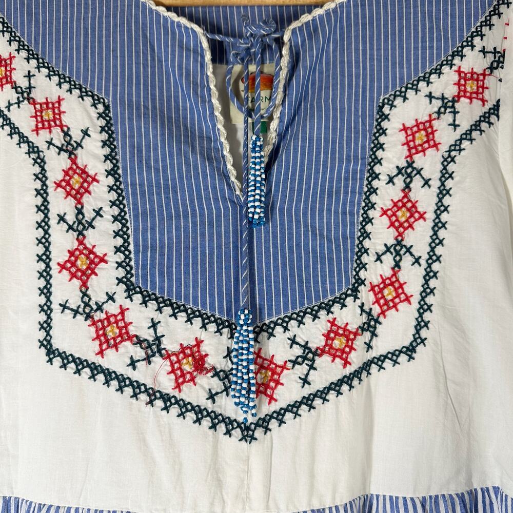 FARM Rio Blue White Multi-Color Embroidered Maxi Dress - Picture 4 of 14
